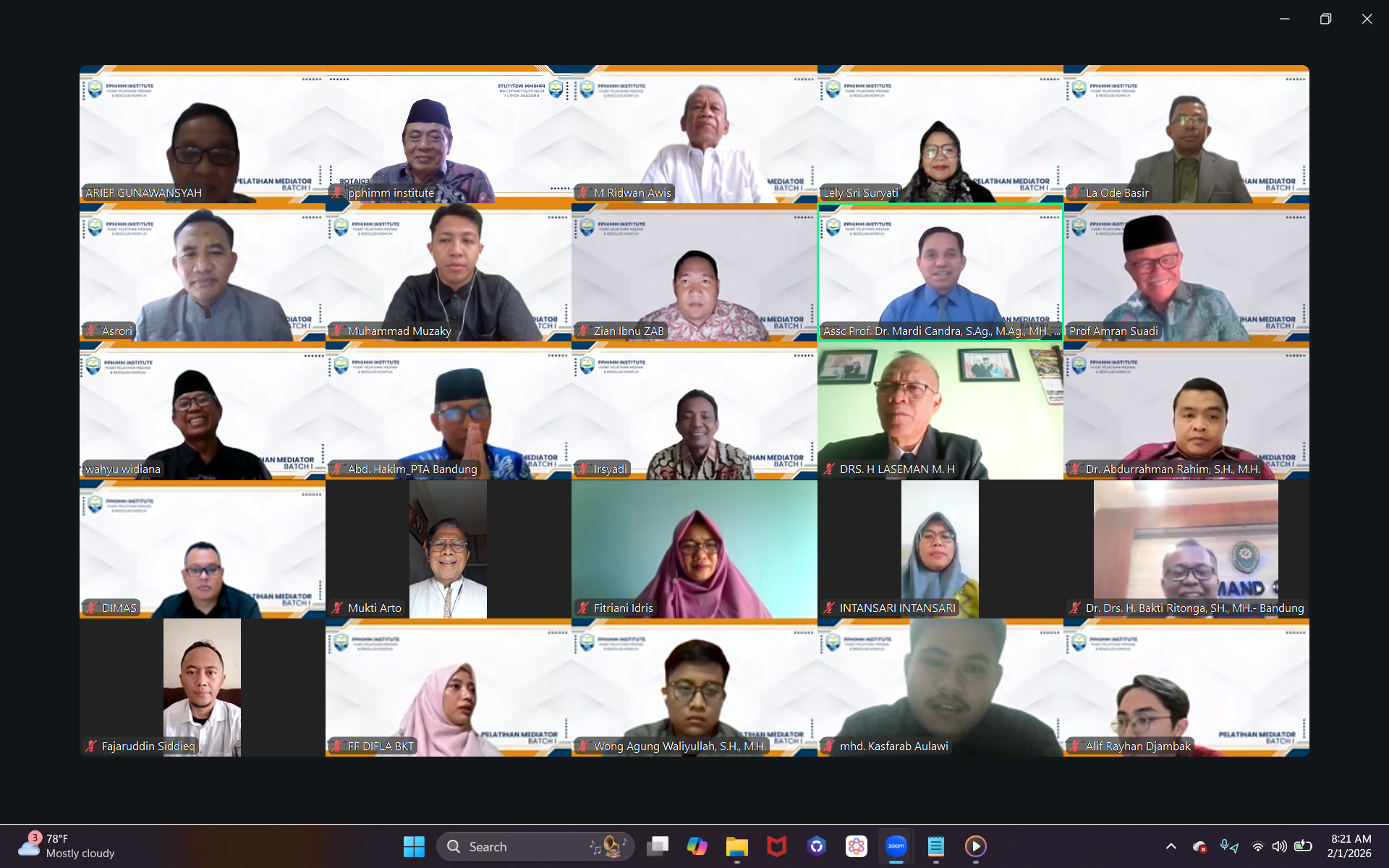 Pelatihan Mediator Batch 1 diselengarakan PPHIMM INSTITUTE